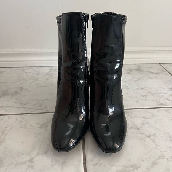 Aldo black patent ankle boot bootie block heel - Picture 2 of 4